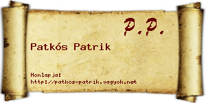 Patkós Patrik névjegykártya